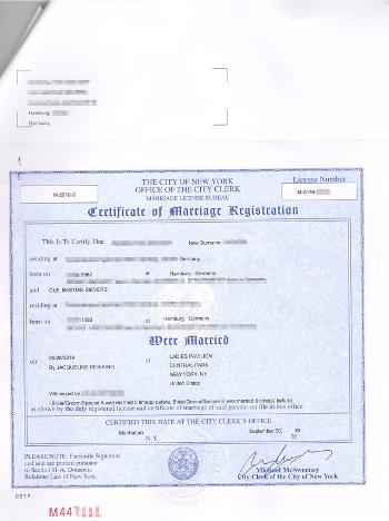 Heiratsurkunde aus New York City / Seite 2 (Certificate of Marriage Registration)